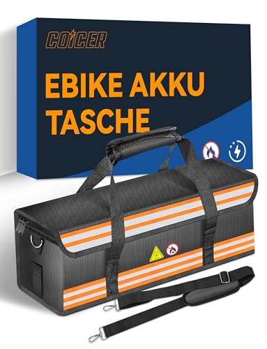 COICER E-Bike Akku Tasche Schutz feuerfeste Box für akkus dokumententasche explosionsgeschützte Lipo Fahrrad Safe Bag ebike akku schutzhülle große Batterieaufbewahrung zubehör (M-Schultergurt-Stil)