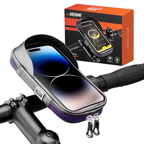 HENMI Handyhalterung Fahrrad Wasserdicht IPX5 Rahmentasche Fahrrad mit TPU Touchscreen Handytasche Fahrrad für Smartphone bis zu 7 Zoll für MTB, Rennrad, Ebike Handyhalterung Fahrrad, Fahrrad Zubehör