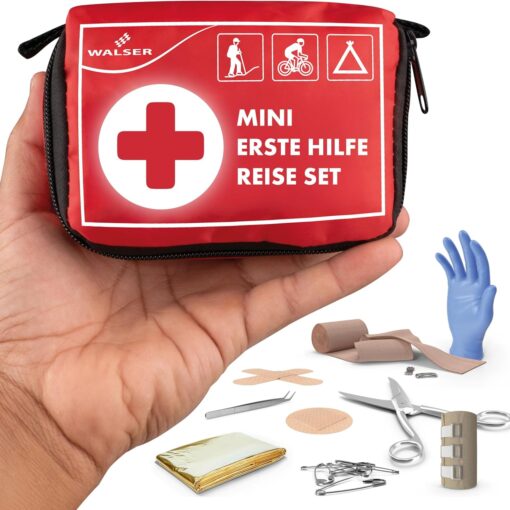WALSER Premium Mini Erste Hilfe Set 2025, wasserfestes Notfall-Set Outdoor/Camping/Fahrrad, 31-teiliges Reiseapotheke Set, kompaktes Erste Hilfe Set Outdoor...